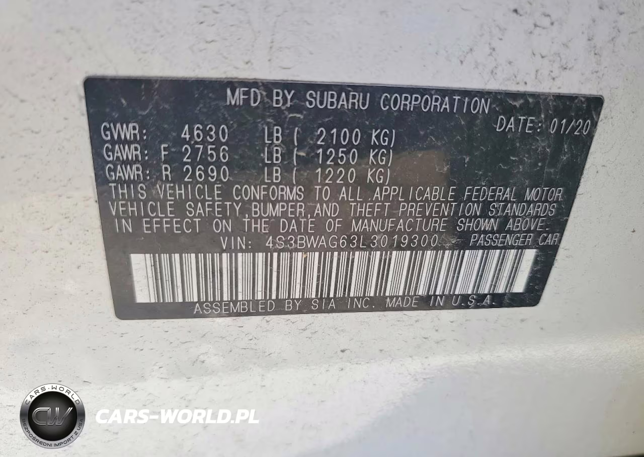 2020 Subaru Legacy Sport VIN:4S3BWAG63L3019300 - 12