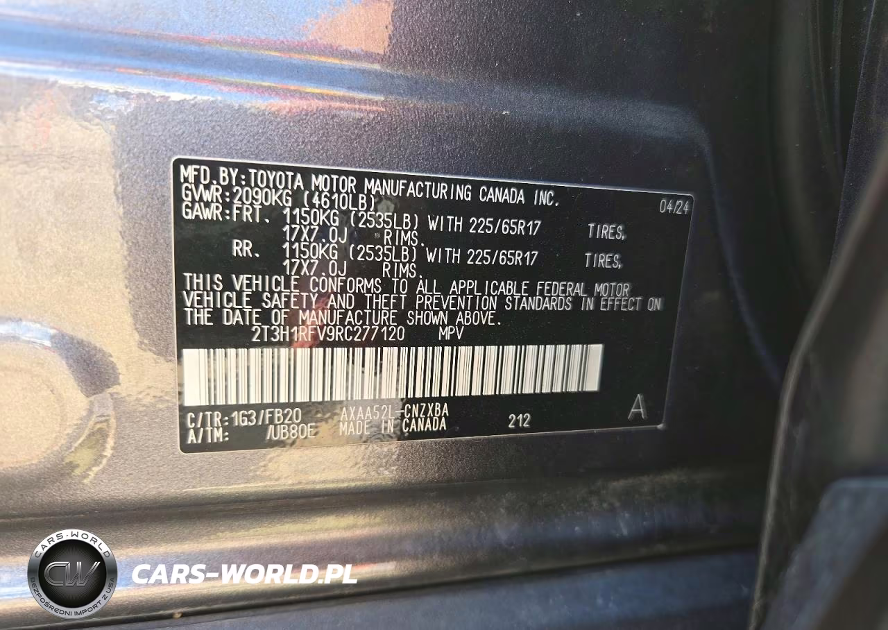 2024 Toyota Rav4 Le VIN:2T3H1RFV9RC277120 - 13