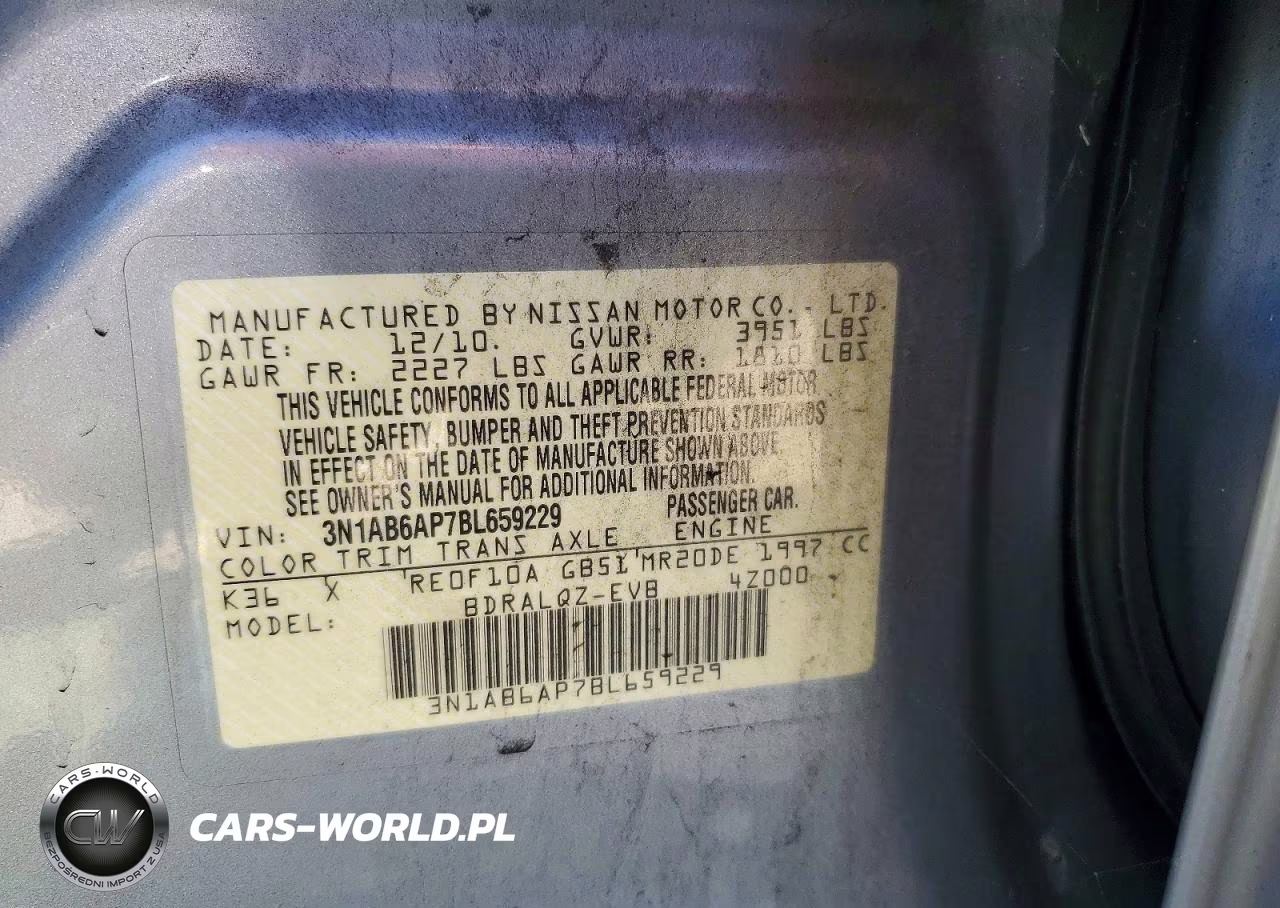 2011 Nissan Sentra 2.0 VIN:3N1AB6AP7BL659229 - 12