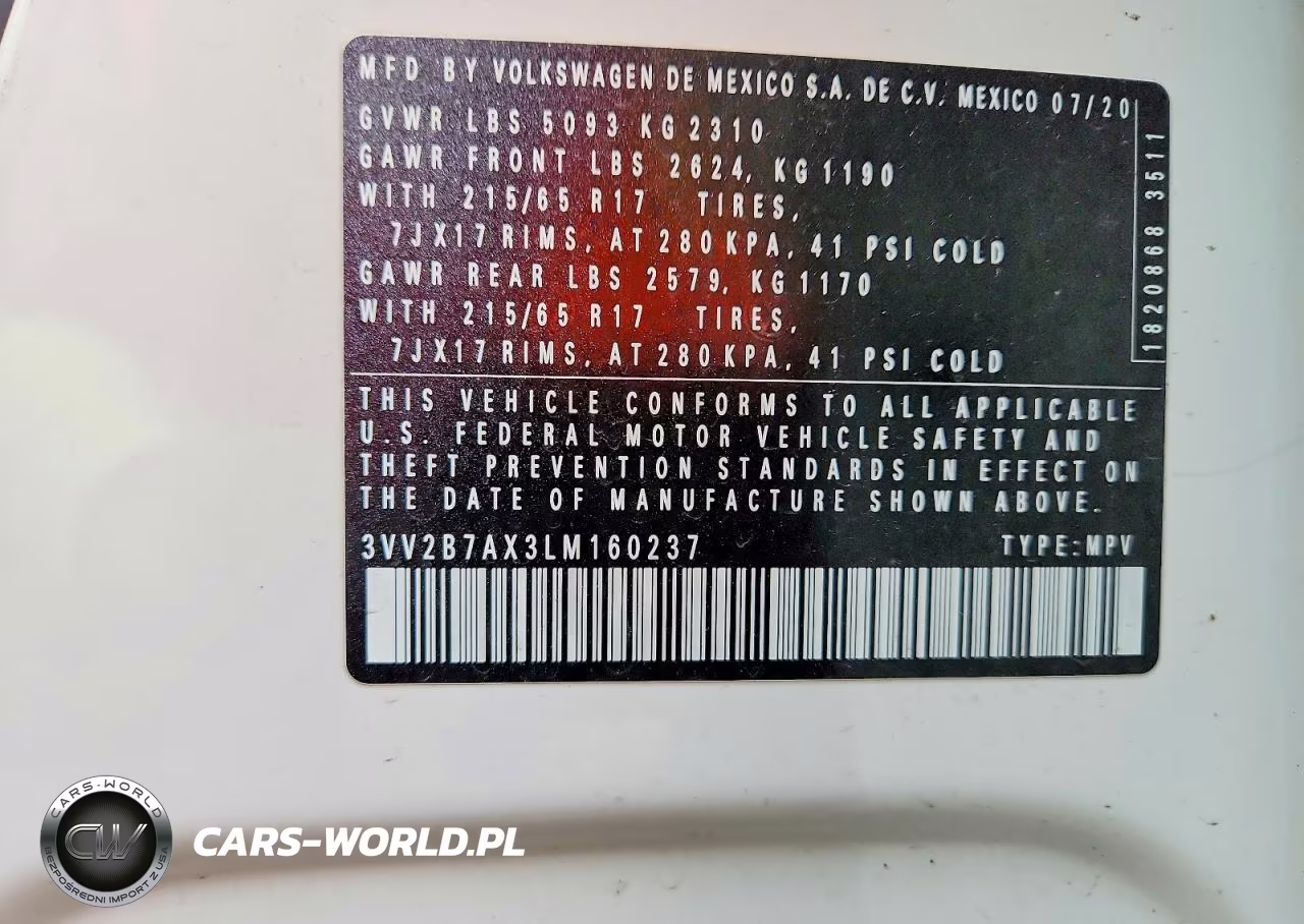 2020 Volkswagen Tiguan Se VIN:3VV2B7AX3LM160237 - 14