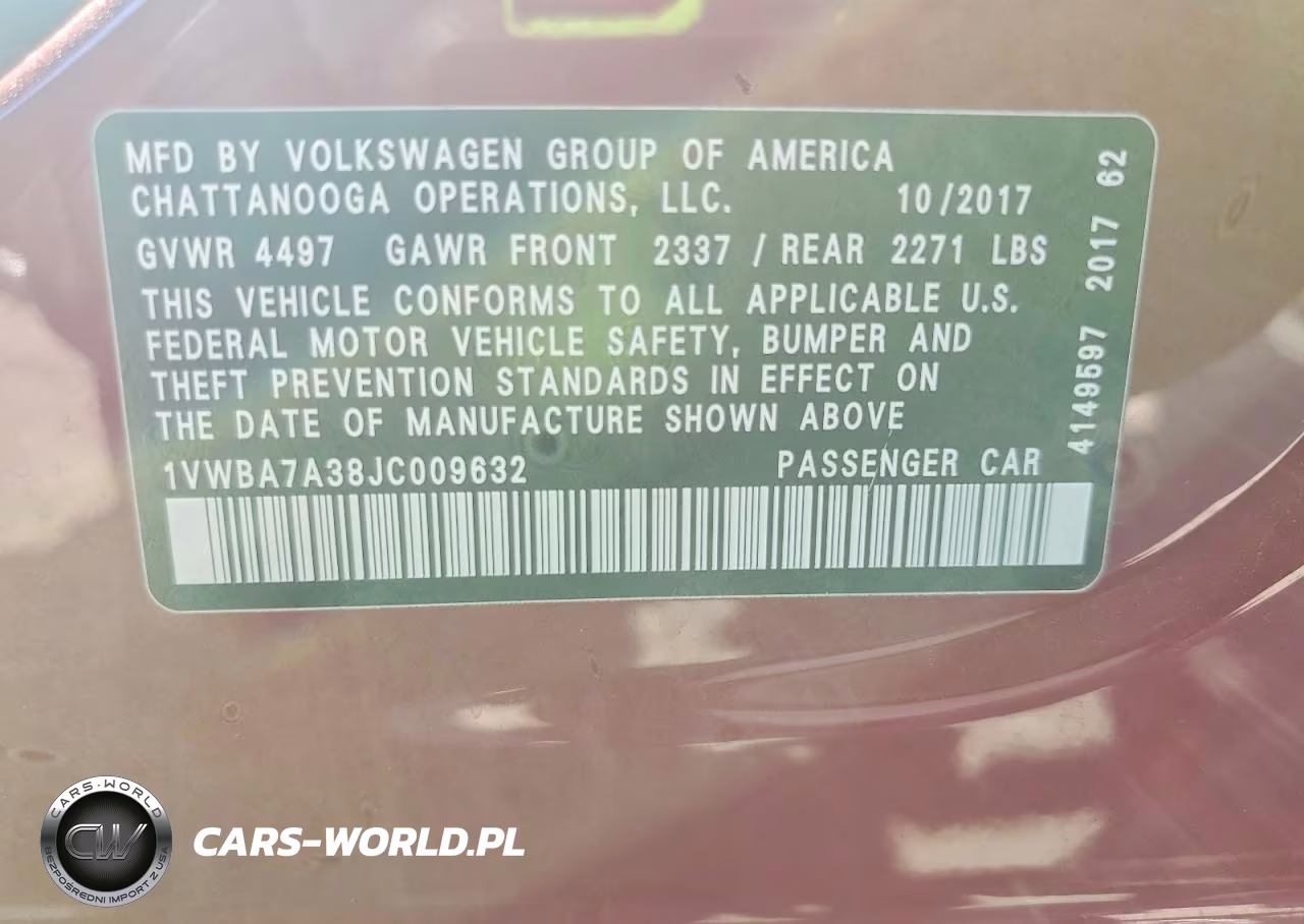 2018 Volkswagen Passat Se VIN:1VWBA7A38JC009632 - 13