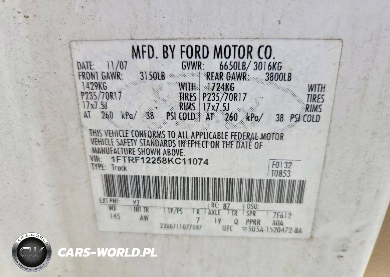 2008 Ford F150 VIN:1FTRF12258KC11074 - 12