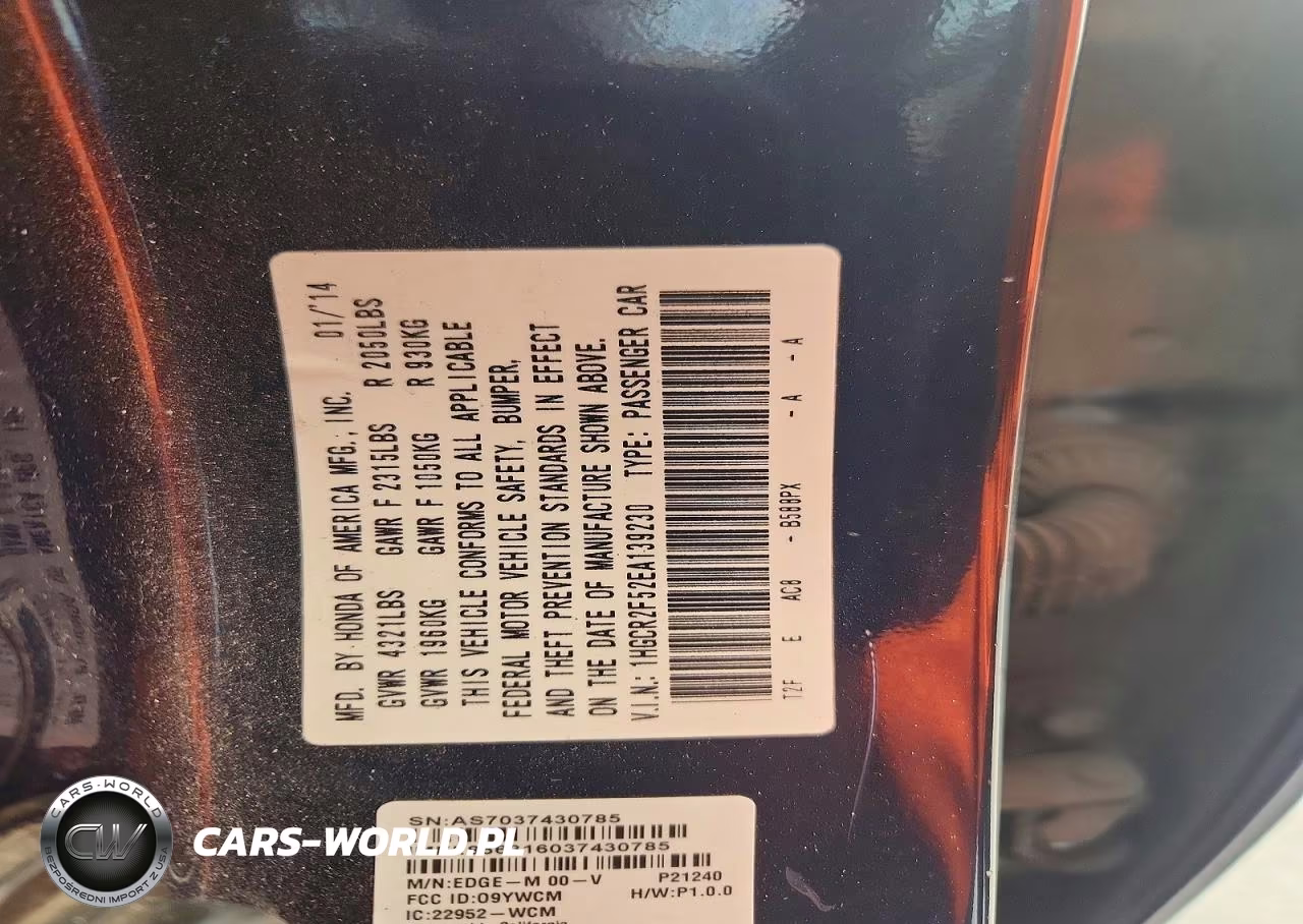 2014 Honda Accord Sport VIN:1HGCR2F52EA139230 - 12