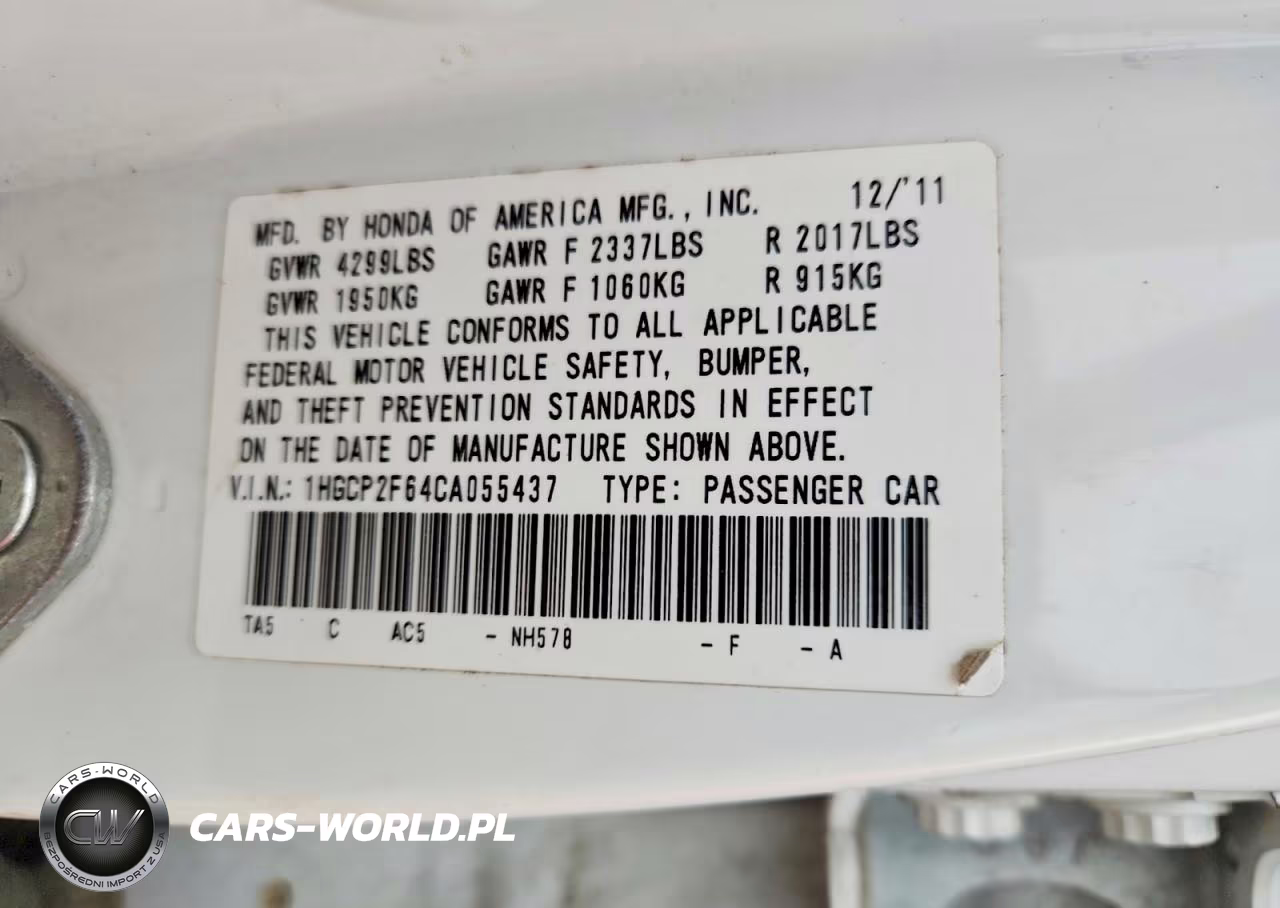 2012 Honda Accord Se VIN:1HGCP2F64CA055437 - 12