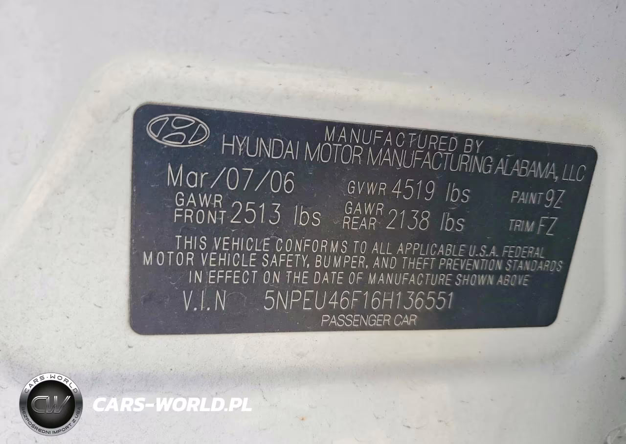 2006 Hyundai Sonata Gls V6 VIN:5NPEU46F16H136551 - 12