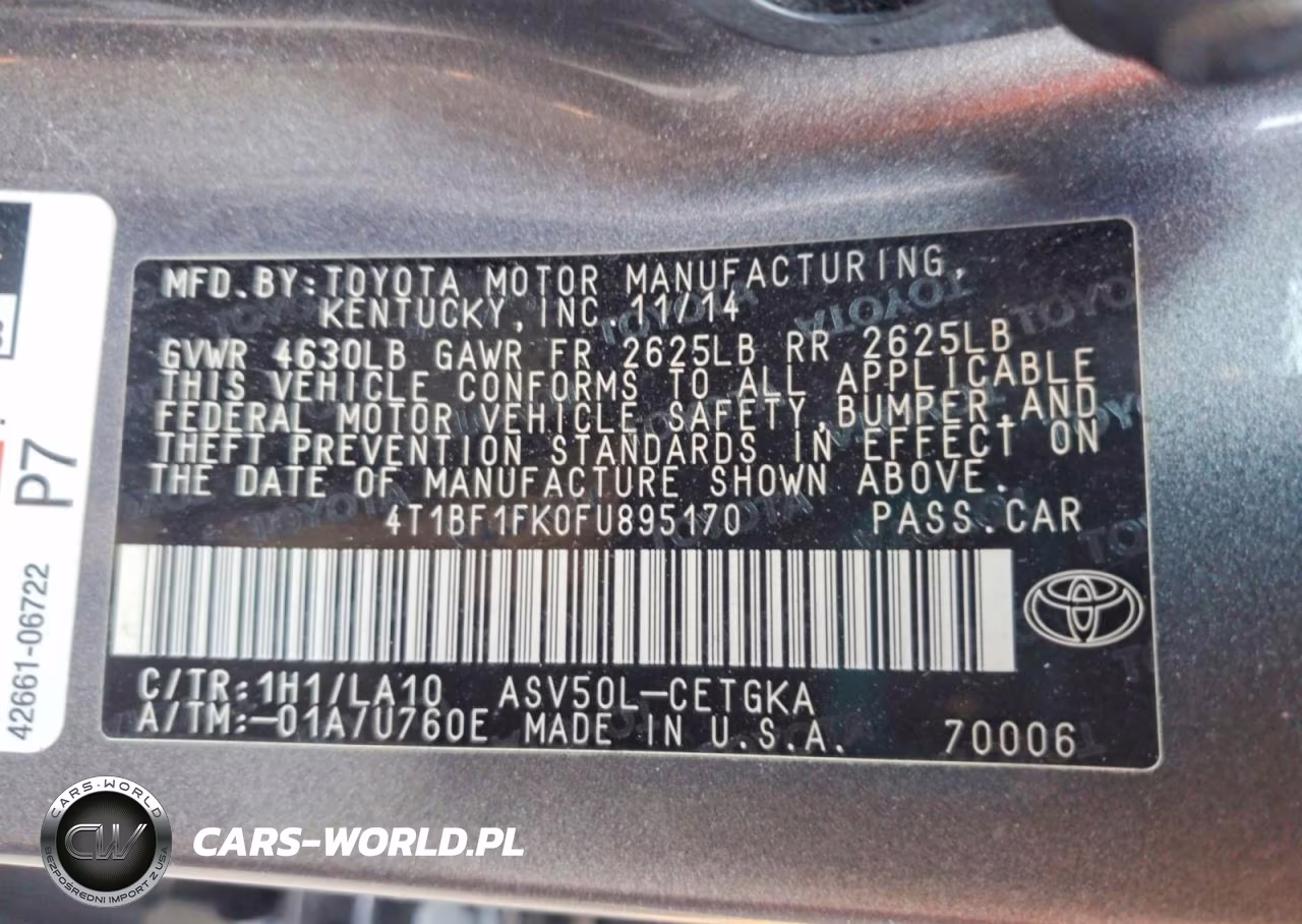 2015 Toyota Camry Xle VIN:4T1BF1FK0FU895170 - 13