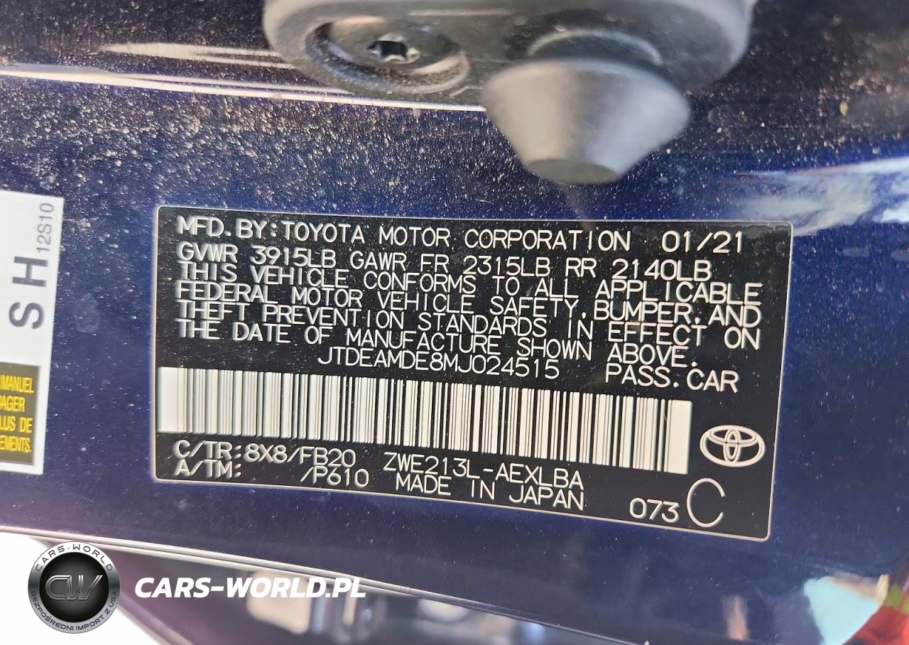 2021 Toyota Corolla Le VIN:JTDEAMDE8MJ024515 - 13