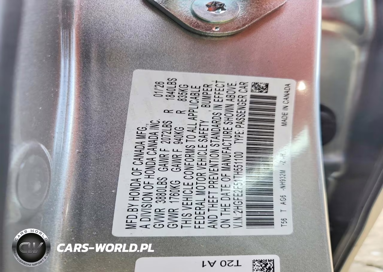 2026 Honda Civic Sport VIN:2HGFE2F51TH551100 - 12