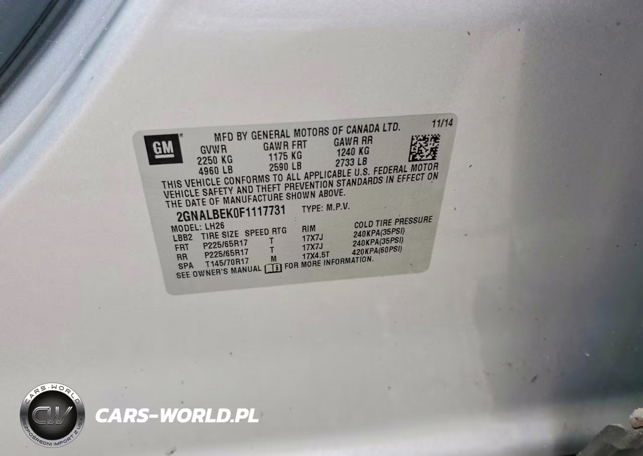 2015 Chevrolet Equinox Lt VIN:2GNALBEK0F1117731 - 13