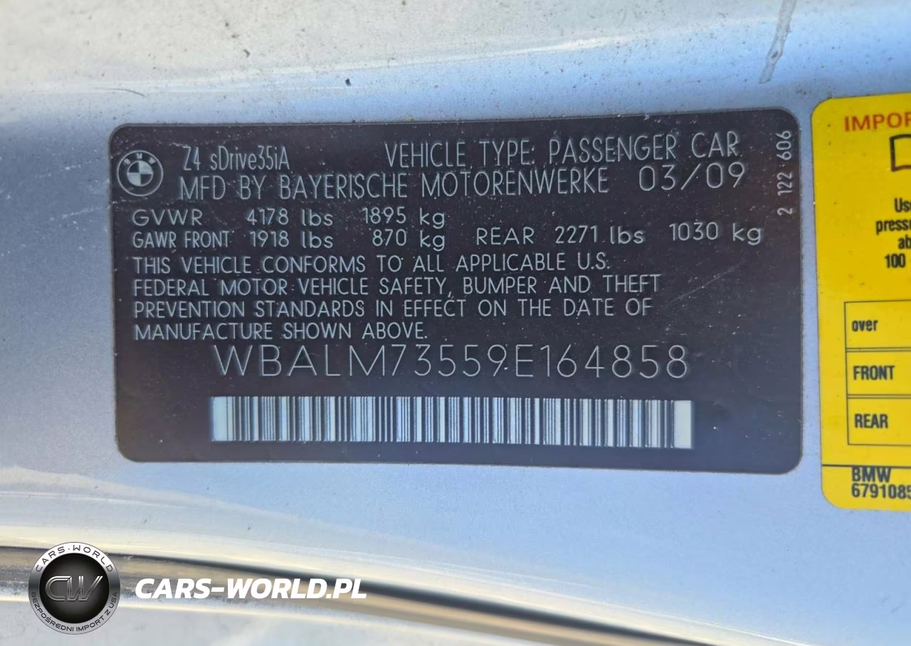 2009 BMW Z4 Sdrive35I VIN:WBALM73559E164858 - 12