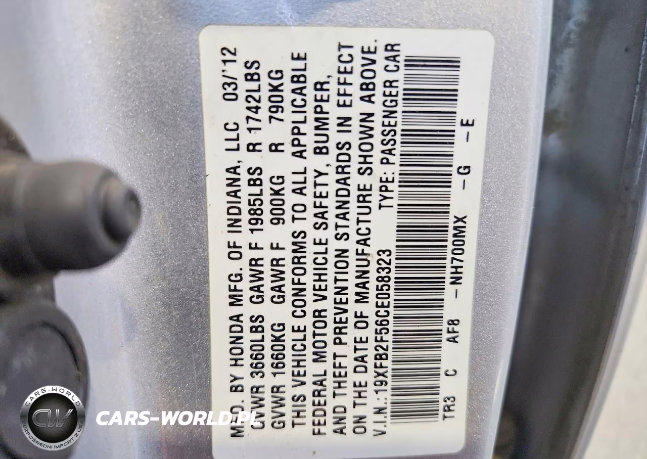 2012 Honda Civic Lx VIN:19XFB2F56CE058323 - 12