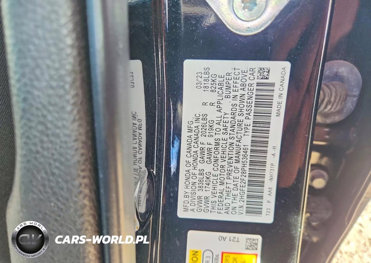 2023 Honda Civic Lx VIN:2HGFE2F28PH536461 - 12