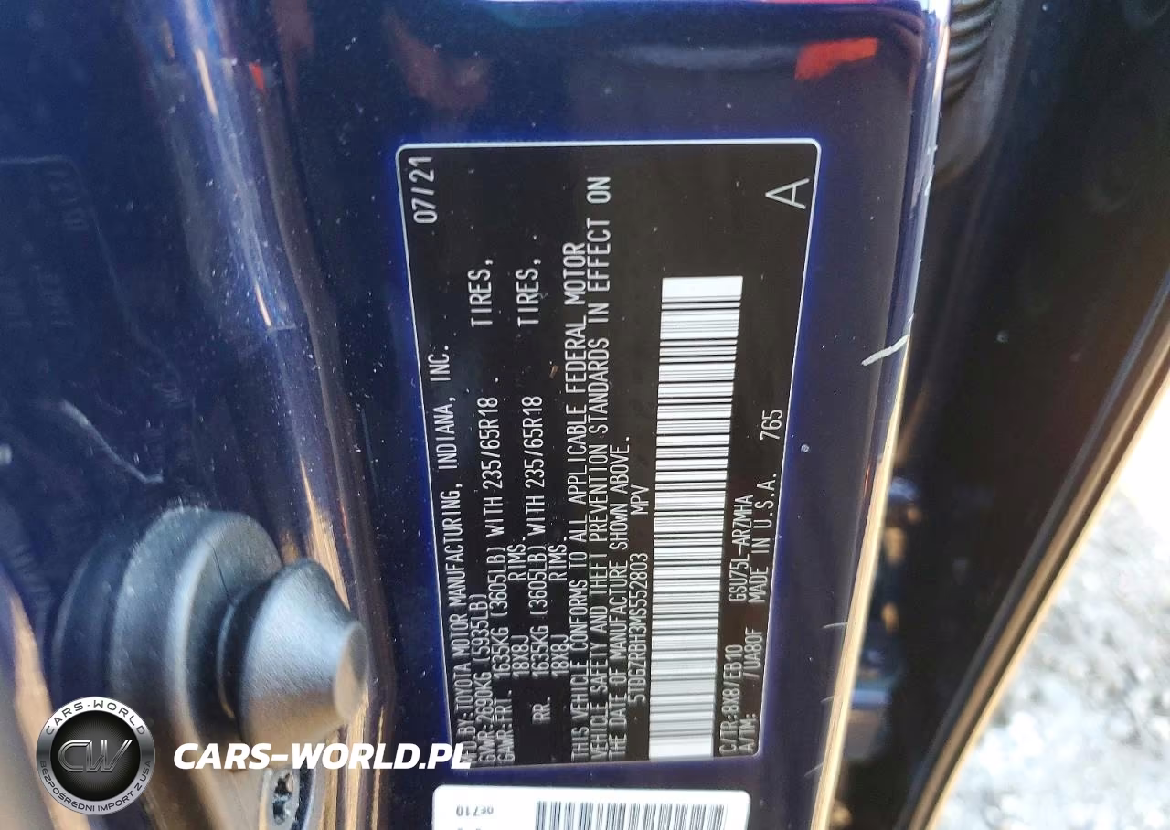 2021 Toyota Highlander Xle VIN:5TDGZRBH3MS552803 - 13