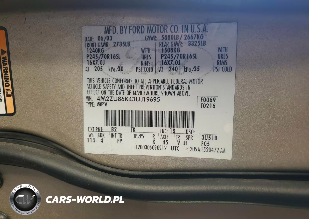 2003 Mercury Mountaineer VIN:4M2ZU86K43UJ19695 - 14