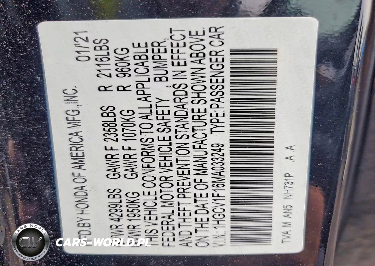 2021 Honda Accord Lx VIN:1HGCV1F16MA033249 - 13