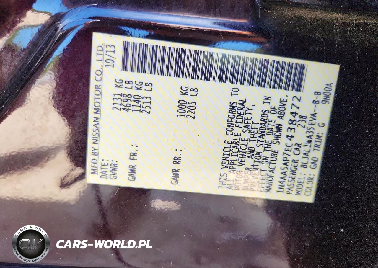 2014 Nissan Maxima 3.5 Sv VIN:1N4AA5AP7EC438472 - 12