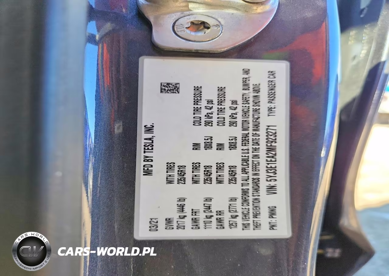 2021 Tesla Model 3 VIN:5YJ3E1EA2MF923271 - 13