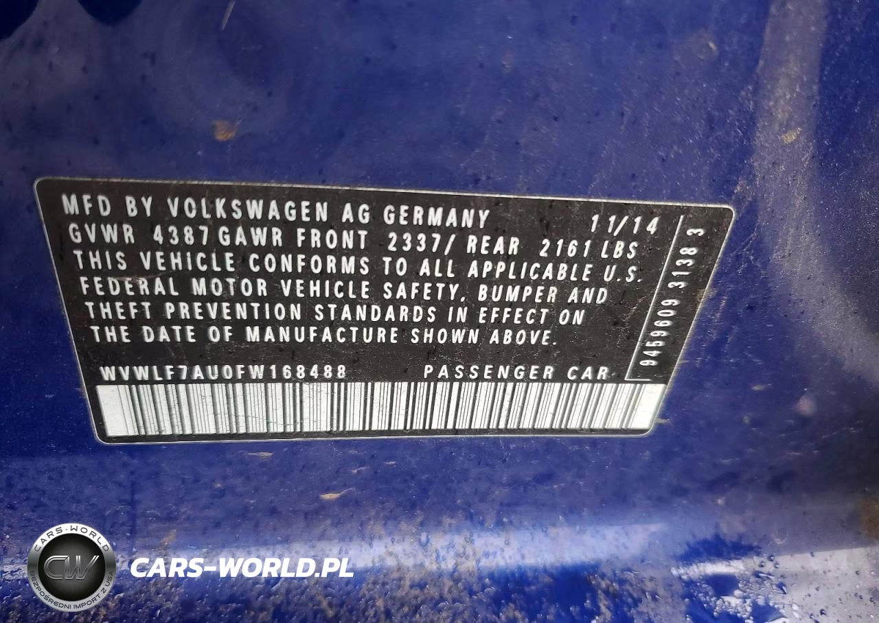 2015 Volkswagen Golf R VIN:WVWLF7AU0FW168488 - 12