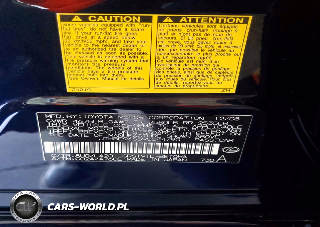 2009 Lexus Gs 350 VIN:JTHBE96S590044790 - 12
