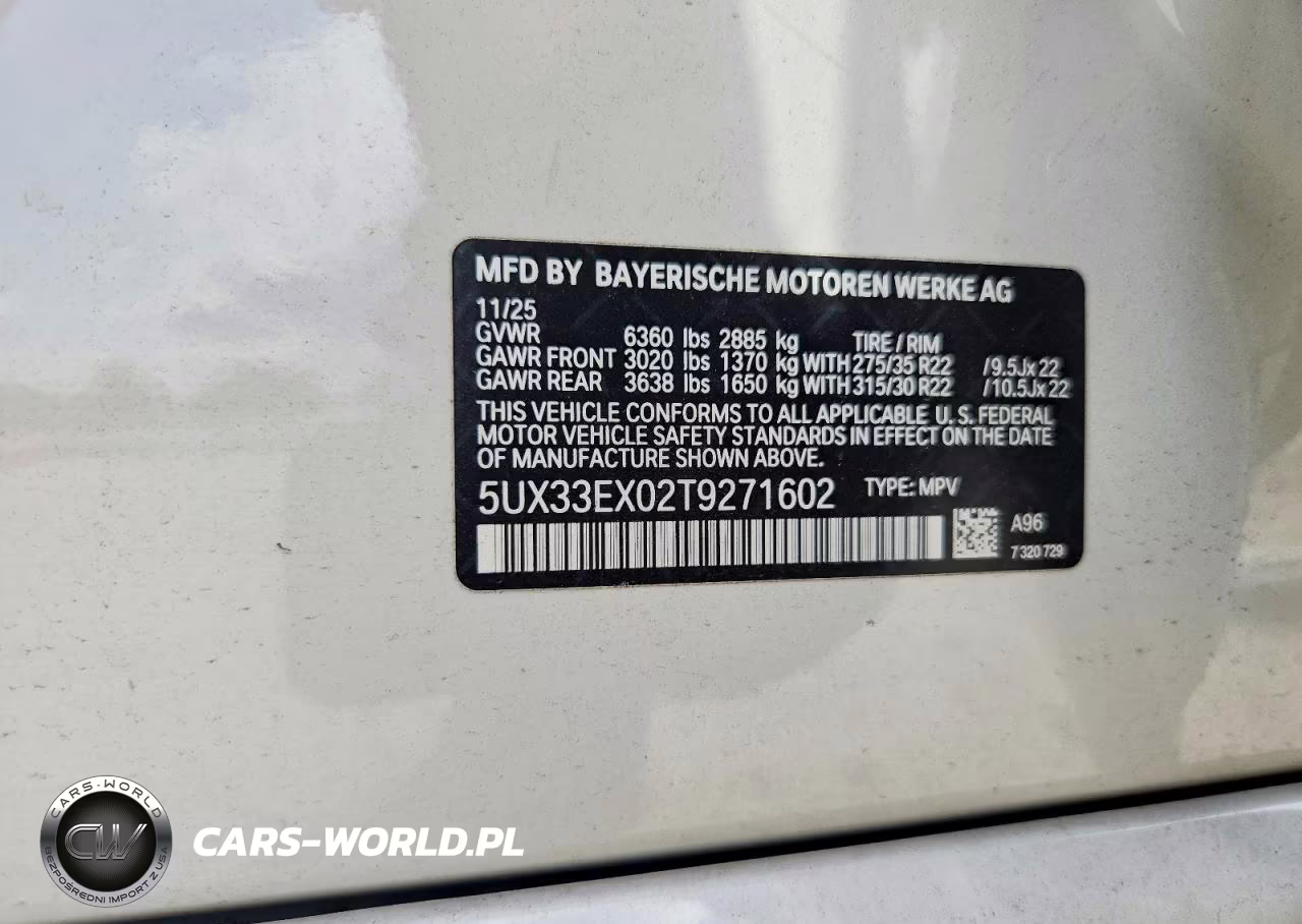 2026 BMW X6 xDrive40I VIN:5UX33EX02T9271602 - 14
