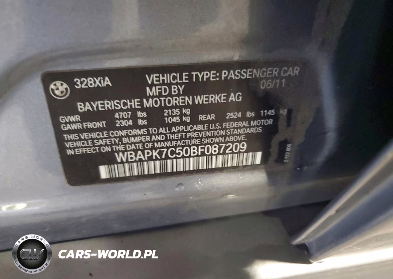 2011 BMW 328 Xi VIN:WBAPK7C50BF087209 - 12