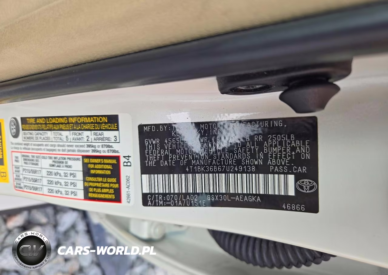 2007 Toyota Avalon Xls VIN:4T1BK36B67U249138 - 12