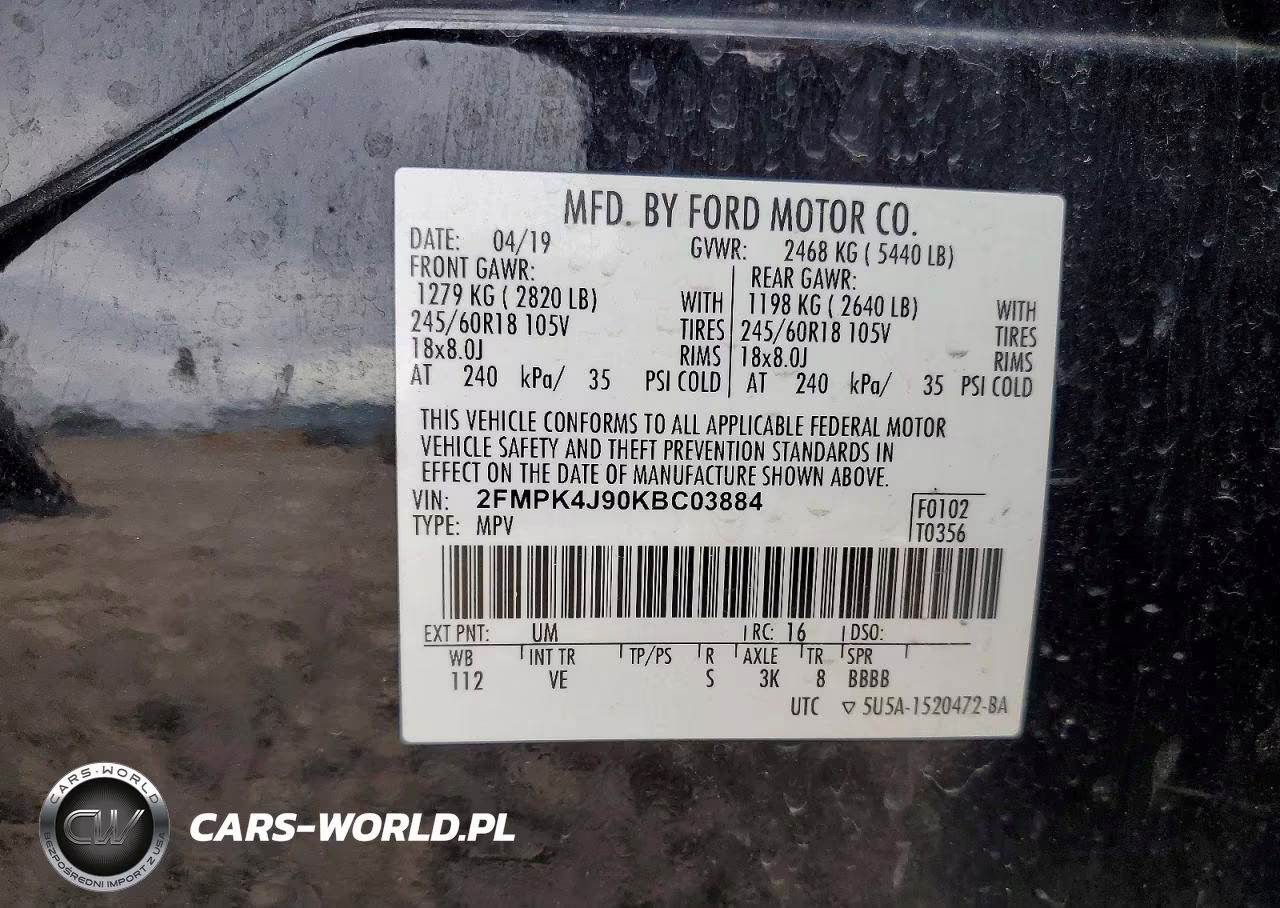 2019 Ford Edge Sel VIN:2FMPK4J90KBC03884 - 13