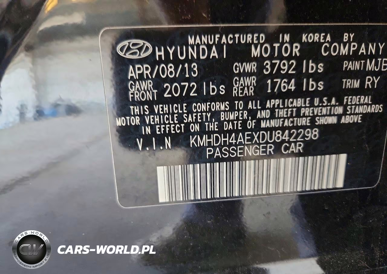 2013 Hyundai Elantra Limited VIN:KMHDH4AEXDU842298 - 9