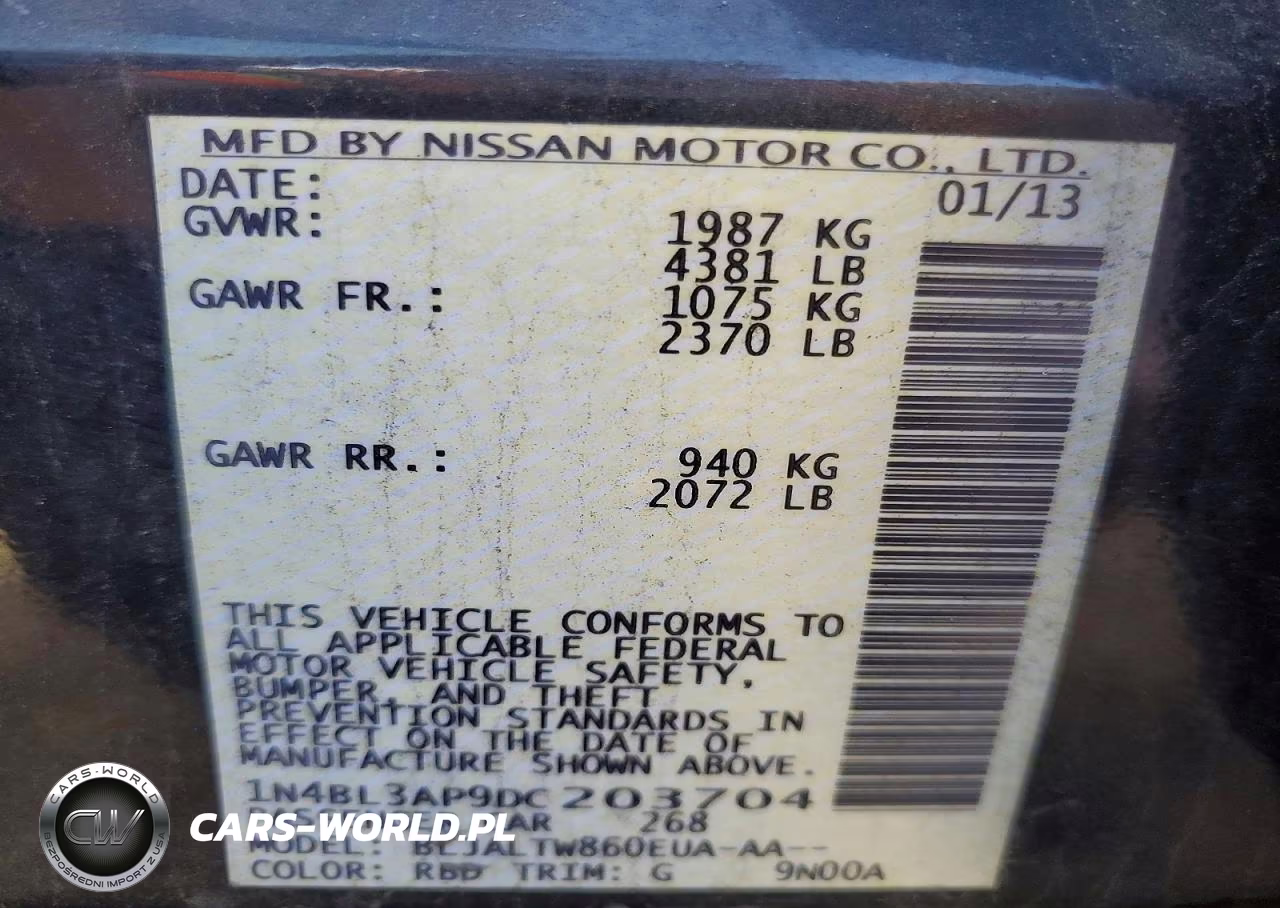 2013 Nissan Altima 3.5 S VIN:1N4BL3AP9DC203704 - 12