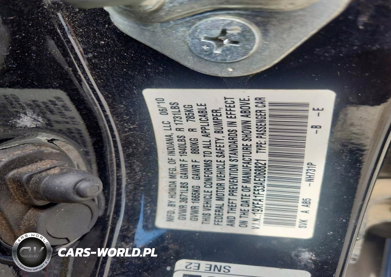 2010 Honda Civic Lx VIN:19XFA1F53AE068821 - 12