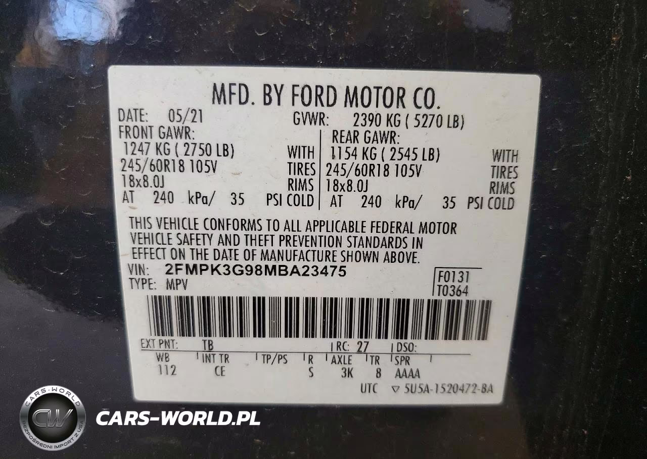 2021 Ford Edge Se VIN:2FMPK3G98MBA23475 - 13