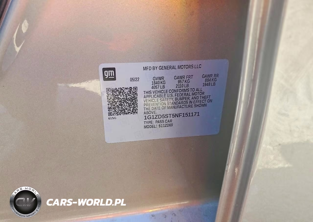 2022 Chevrolet Malibu Lt VIN:1G1ZD5ST5NF151171 - 12