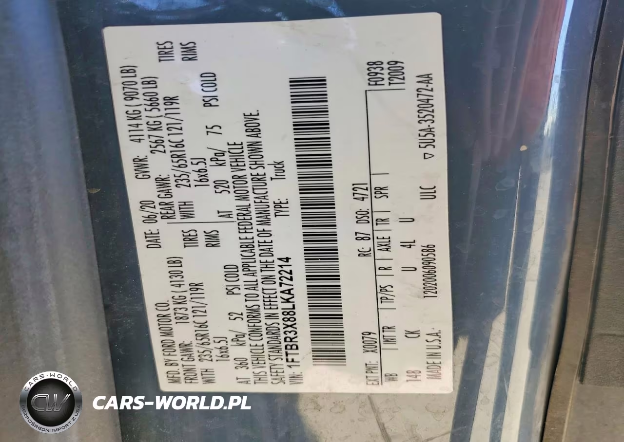 2020 Ford Transit 250 Delivery Van VIN:1FTBR3X88LKA72214 - 12