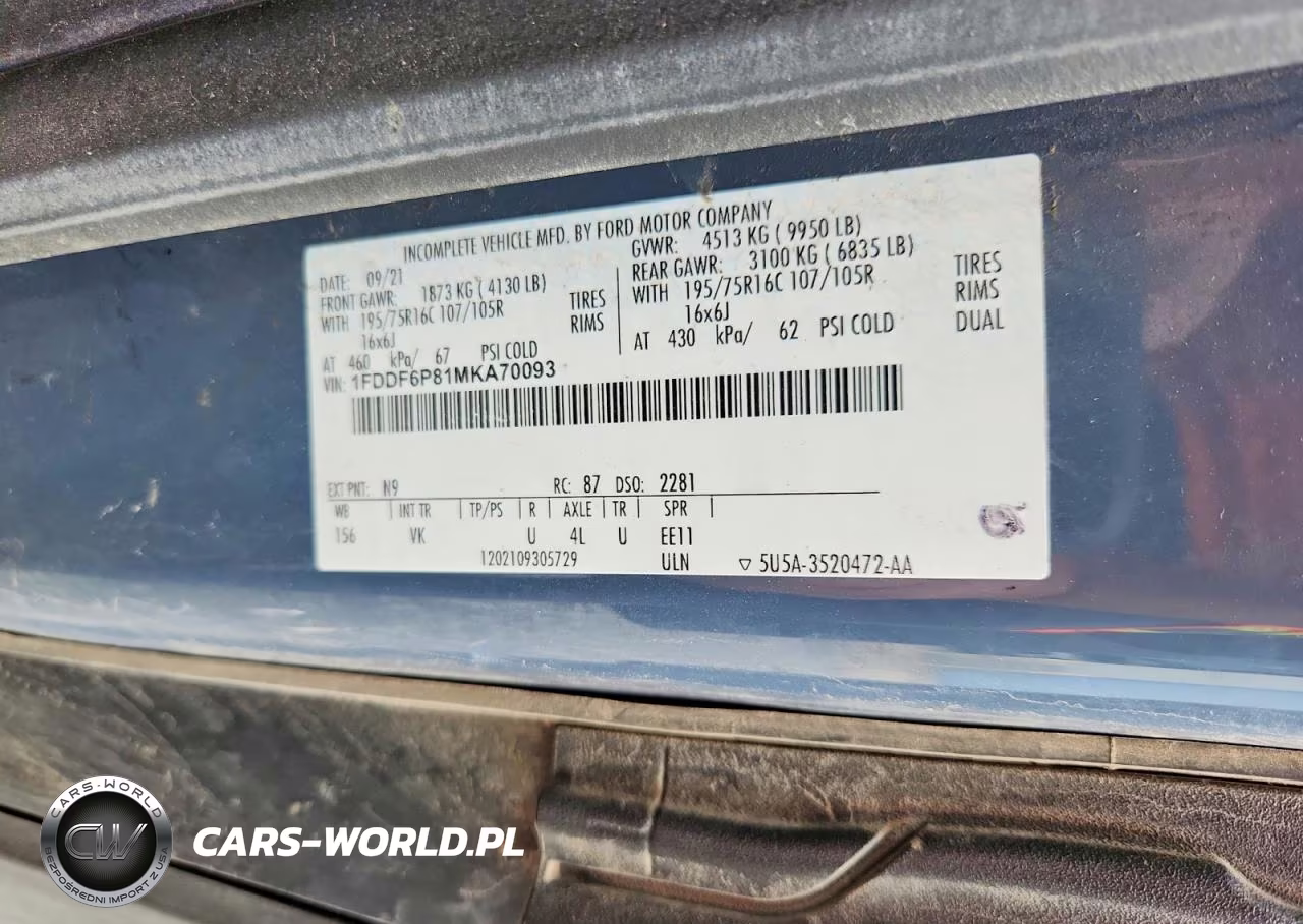 2021 Ford Transit Delivery Truck VIN:1FDDF6P81MKA70093 - 13