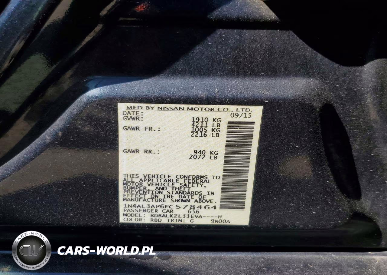 2015 Nissan Altima 2.5 Sv VIN:1N4AL3AP6FC578464 - 12