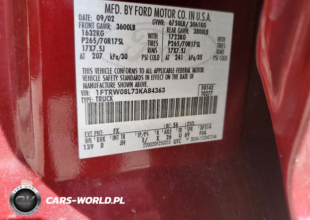 2003 Ford F150 Supercrew VIN:1FTRW08L73KA84363 - 12