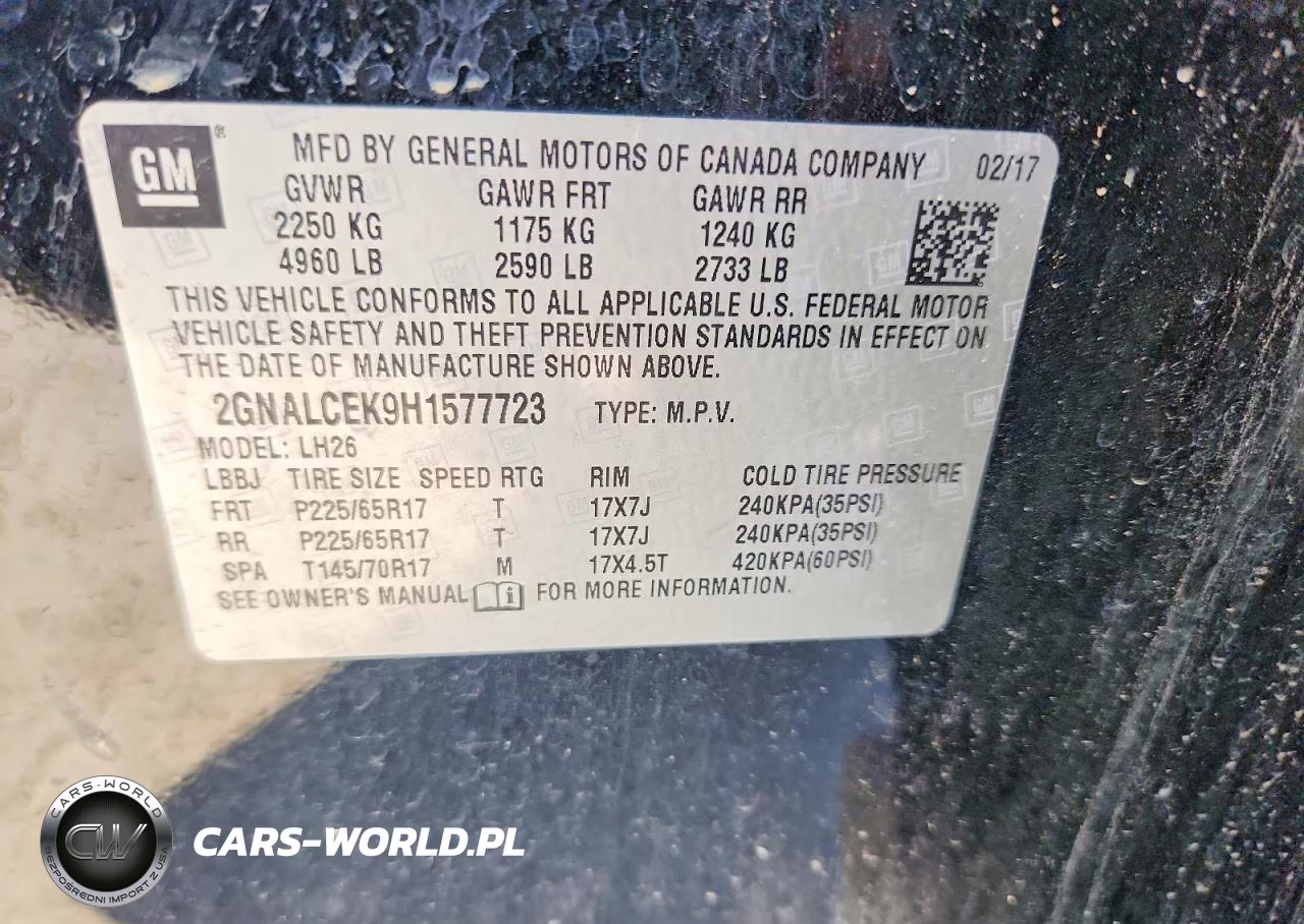 2017 Chevrolet Equinox Lt VIN:2GNALCEK9H1577723 - 13