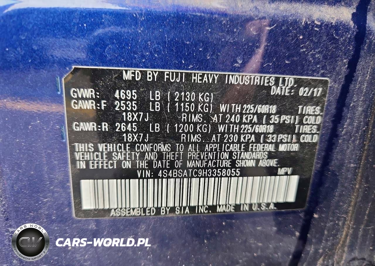2017 Subaru Outback Touring VIN:4S4BSATC9H3358055 - 13