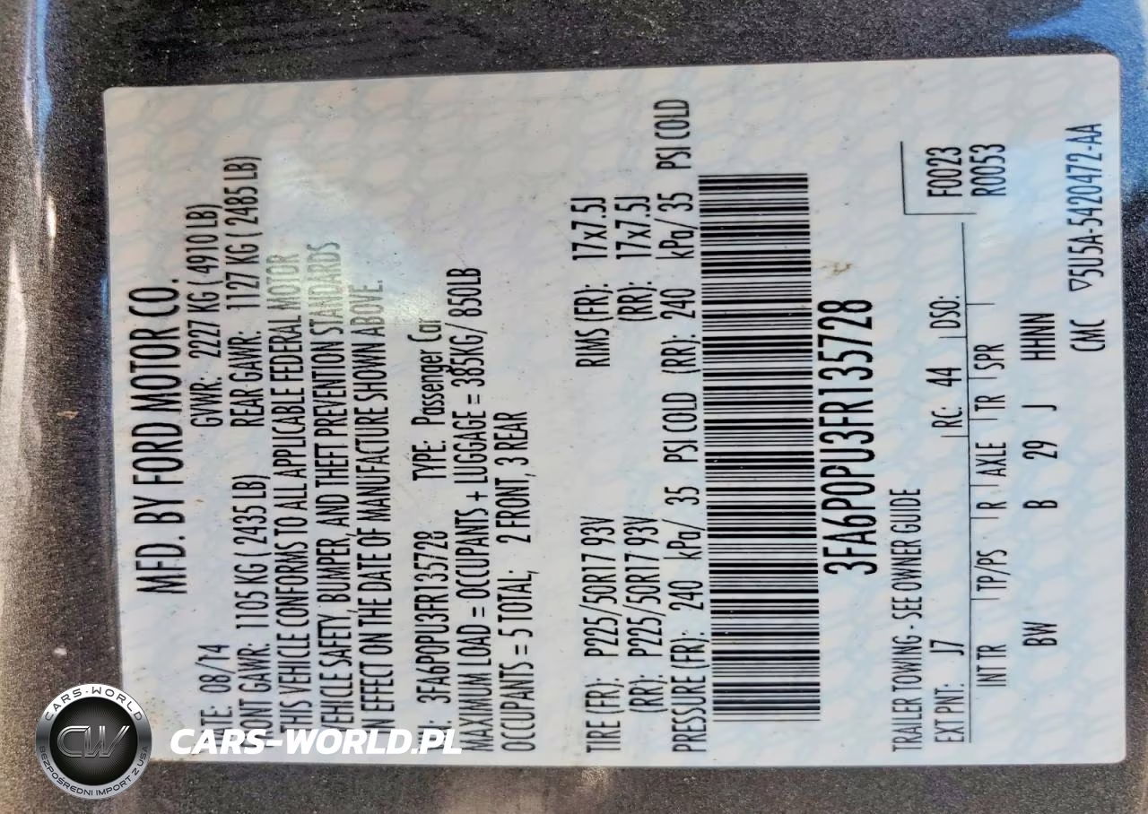 2015 Ford Fusion Se Phev VIN:3FA6P0PU3FR135728 - 12