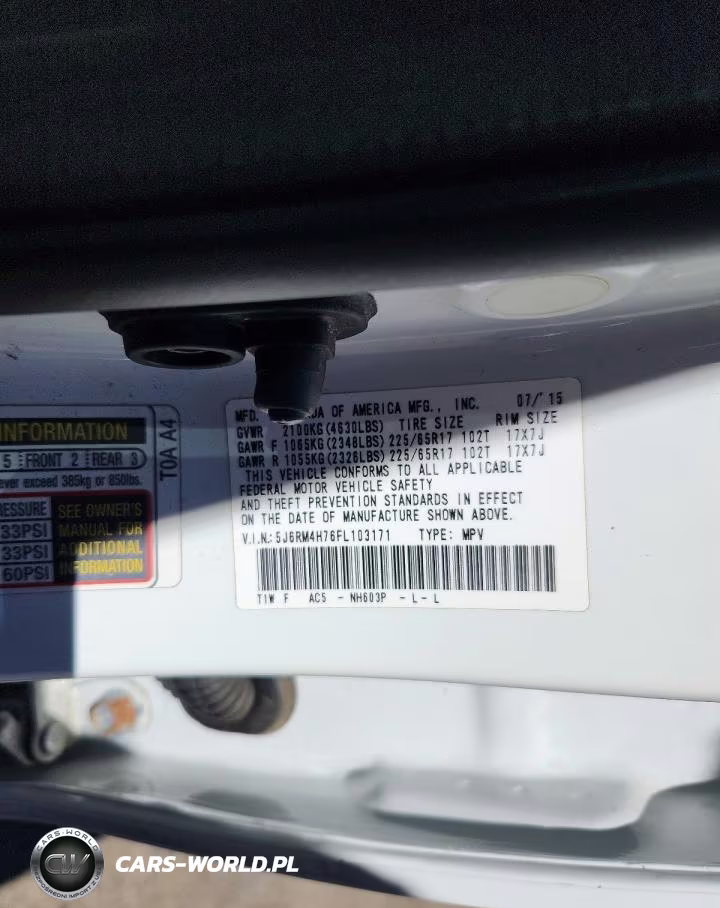 2015 Honda Cr-V Exl VIN:5J6RM4H76FL103171 - 13