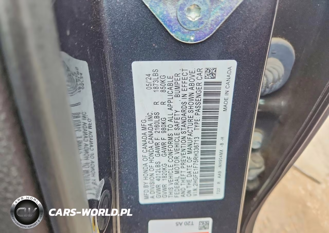 2024 Honda Civic Ex VIN:2HGFE1F75RH336713 - 12