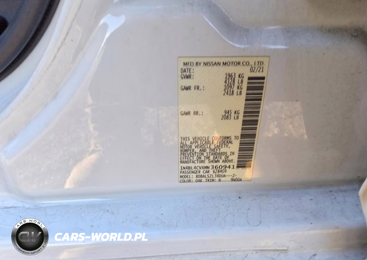 2021 Nissan Altima Sr VIN:1N4BL4CVXMN360941 - 12