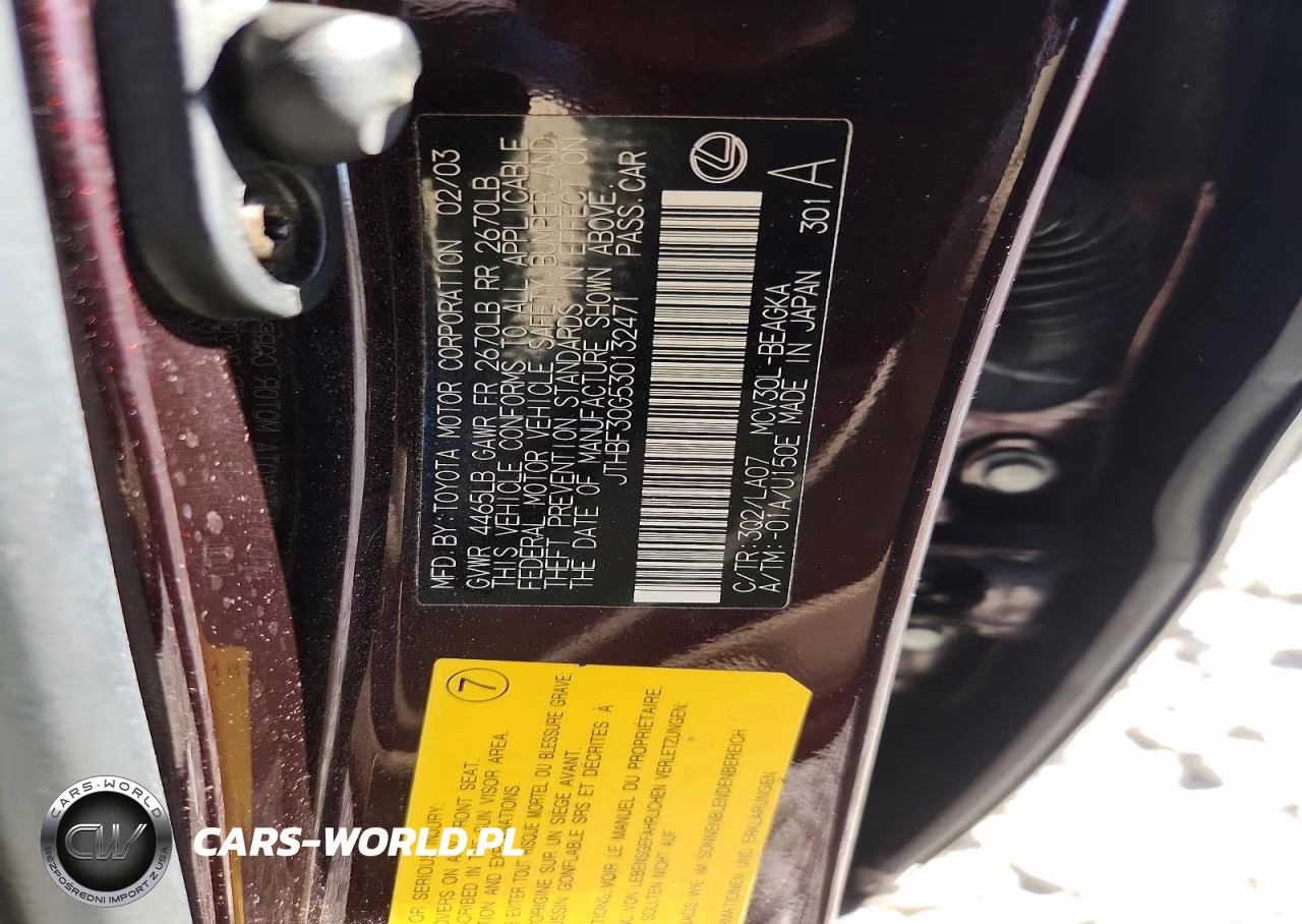 2003 Lexus Es 300 VIN:JTHBF30G530132471 - 12
