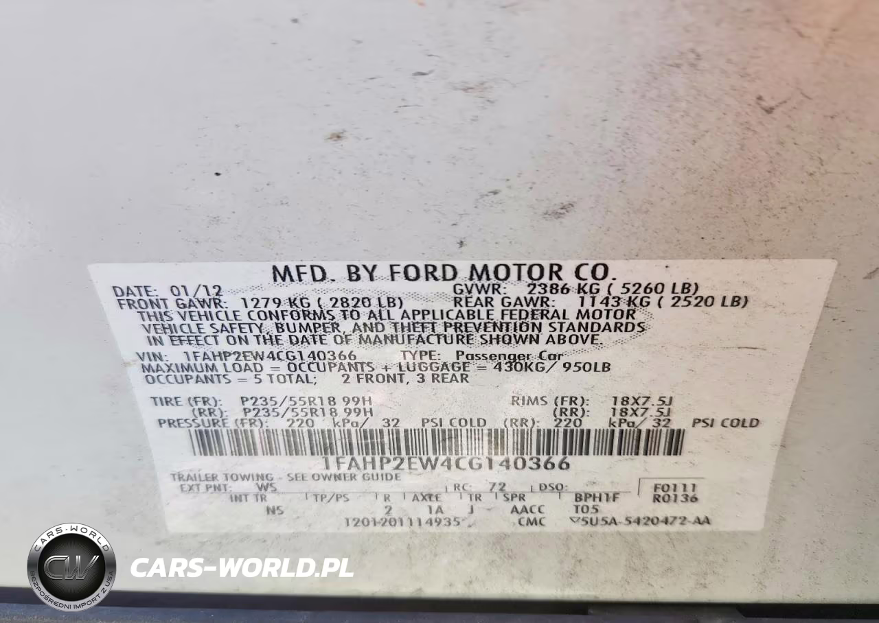 2012 Ford Taurus Sel VIN:1FAHP2EW4CG140366 - 12