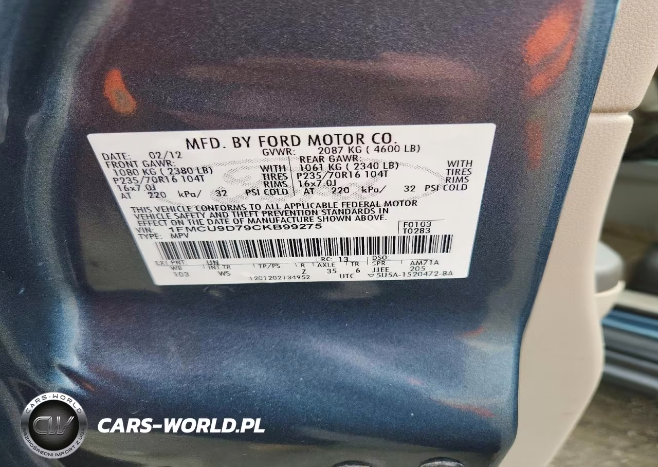 2012 Ford Escape Xlt VIN:1FMCU9D79CKB99275 - 12