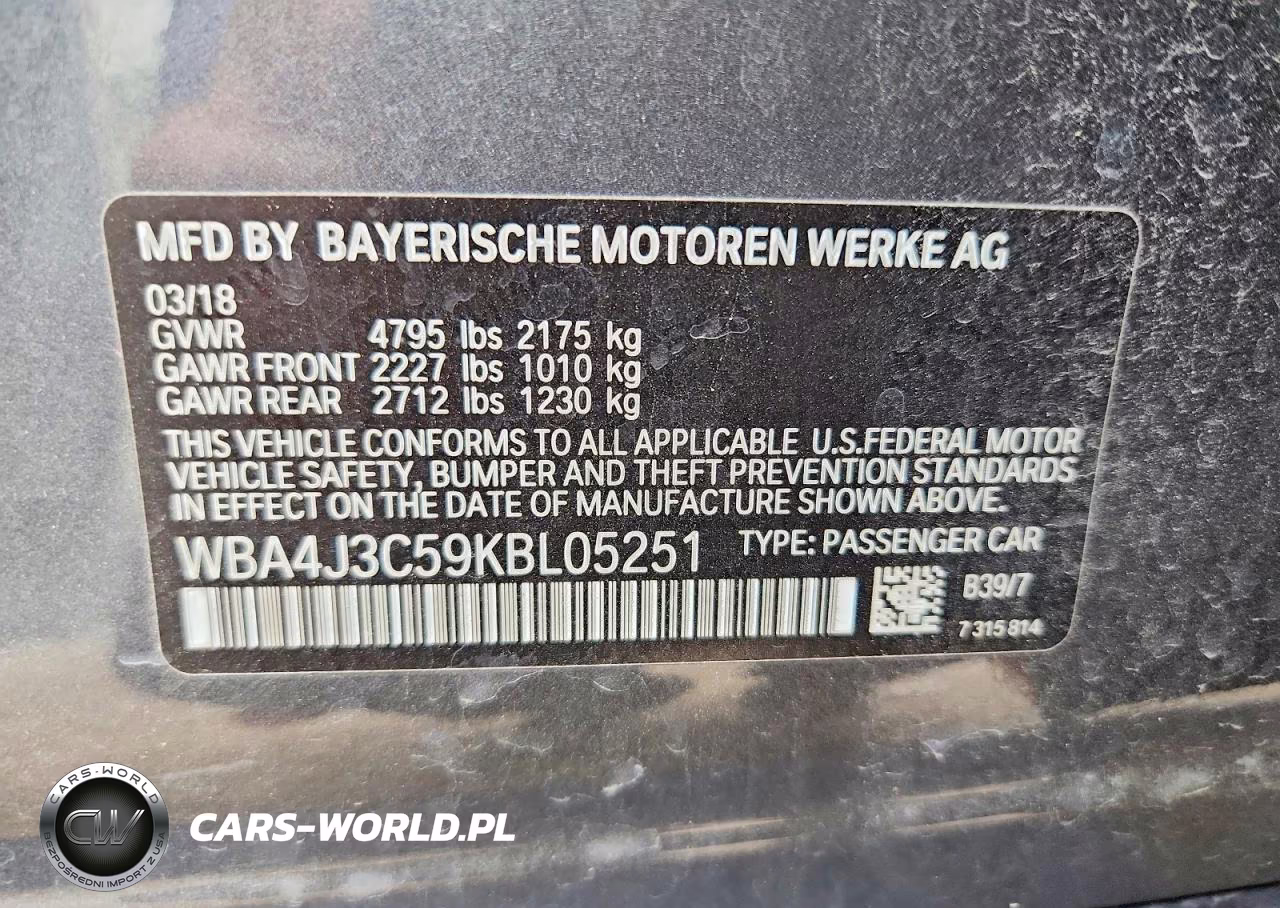 2019 BMW 430Xi Gran Coupe VIN:WBA4J3C59KBL05251 - 12