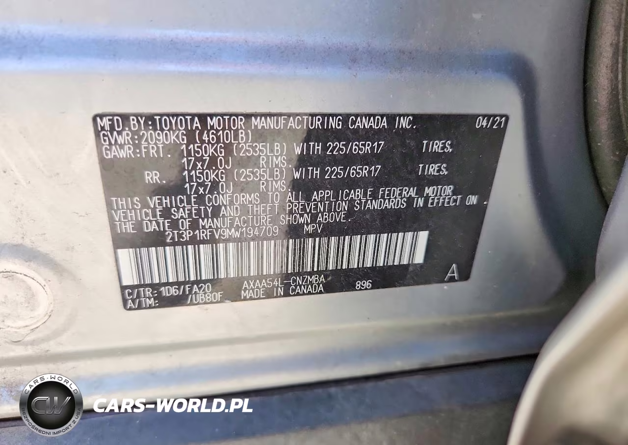 2021 Toyota Rav4 Xle VIN:2T3P1RFV9MW194709 - 13