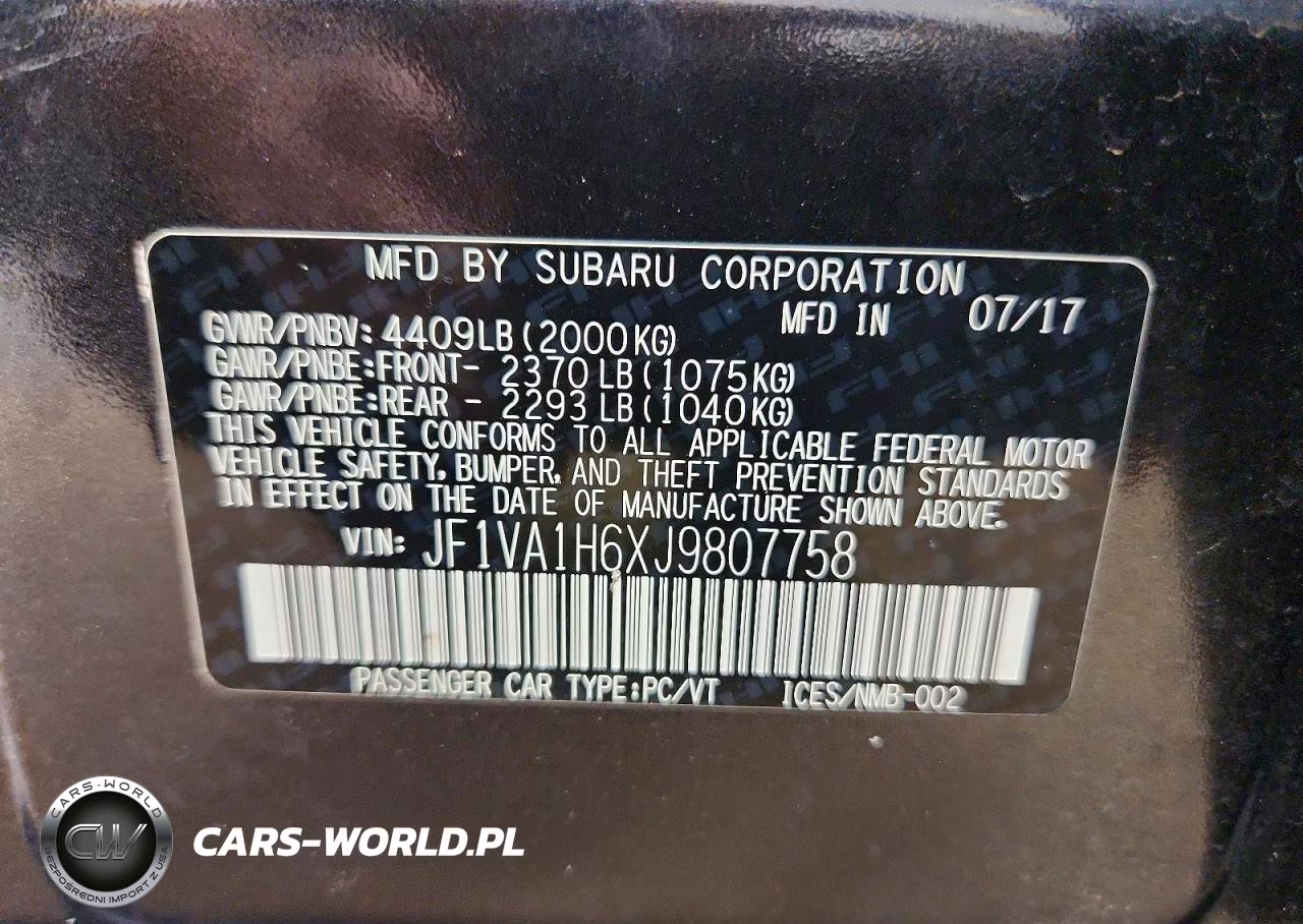 2018 Subaru Wrx Limited VIN:JF1VA1H6XJ9807758 - 12