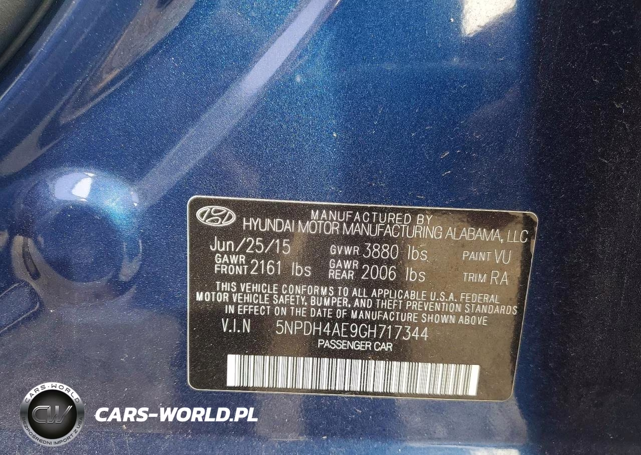 2016 Hyundai Elantra Se VIN:5NPDH4AE9GH717344 - 12