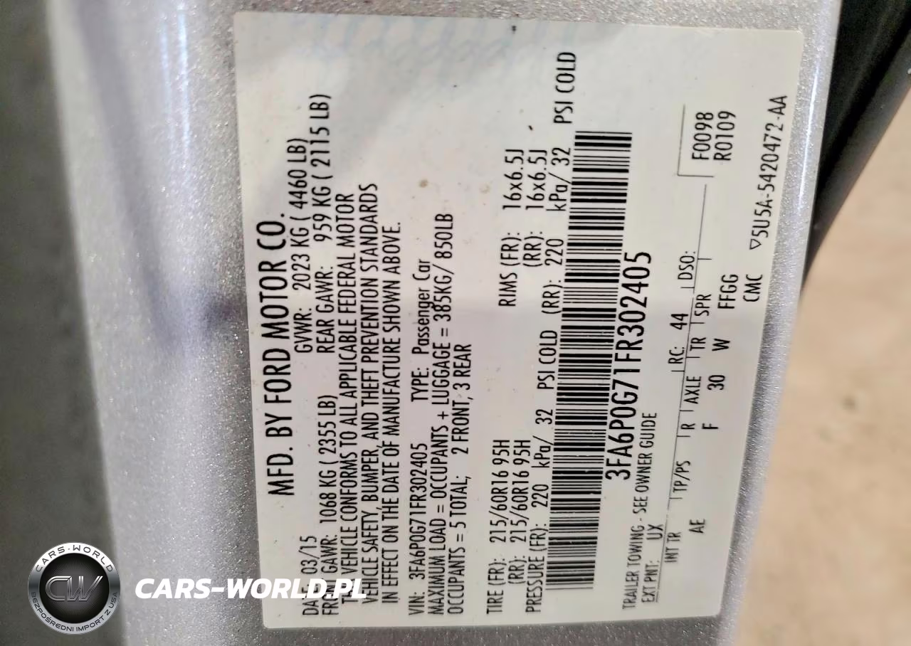 2015 Ford Fusion S VIN:3FA6P0G71FR302405 - 12